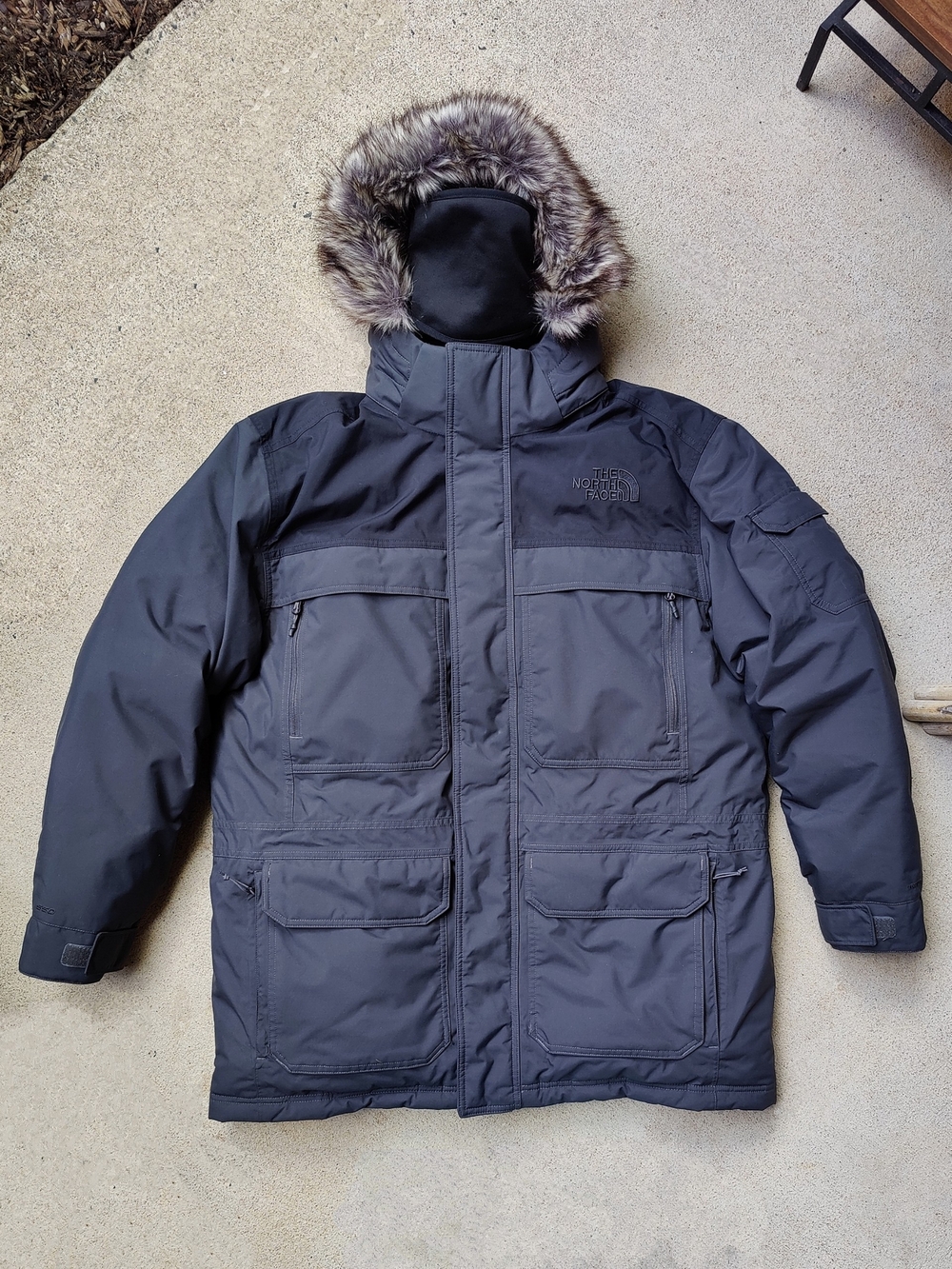 The North Face Mens XL McMurdo Parka III Asphalt Gray Black 550 Down Hooded Coat